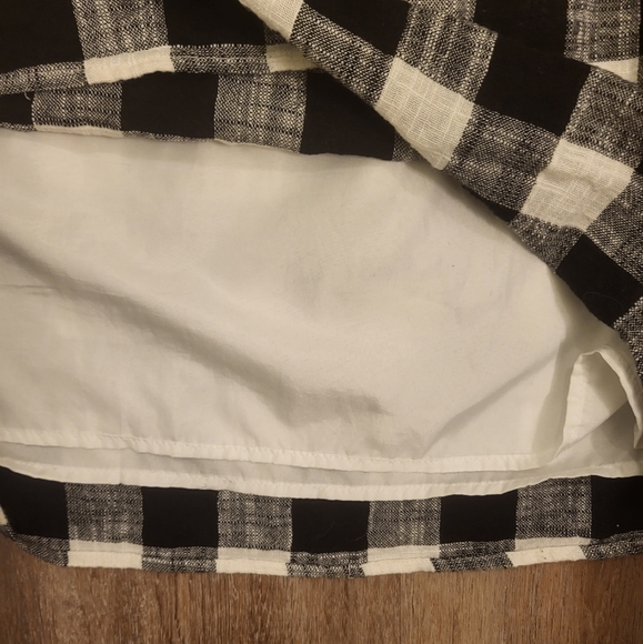 Anthropologie Philosophy Black & White Plaid Mini Linen Blend Dress Medium - Picture 7 of 10